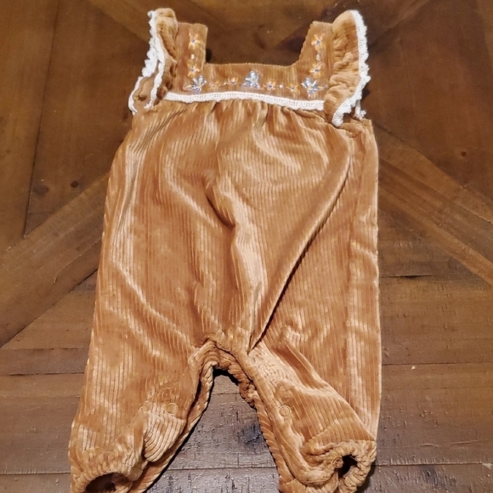 Daisy Fuentes Tan Corduroy Baby Romper
